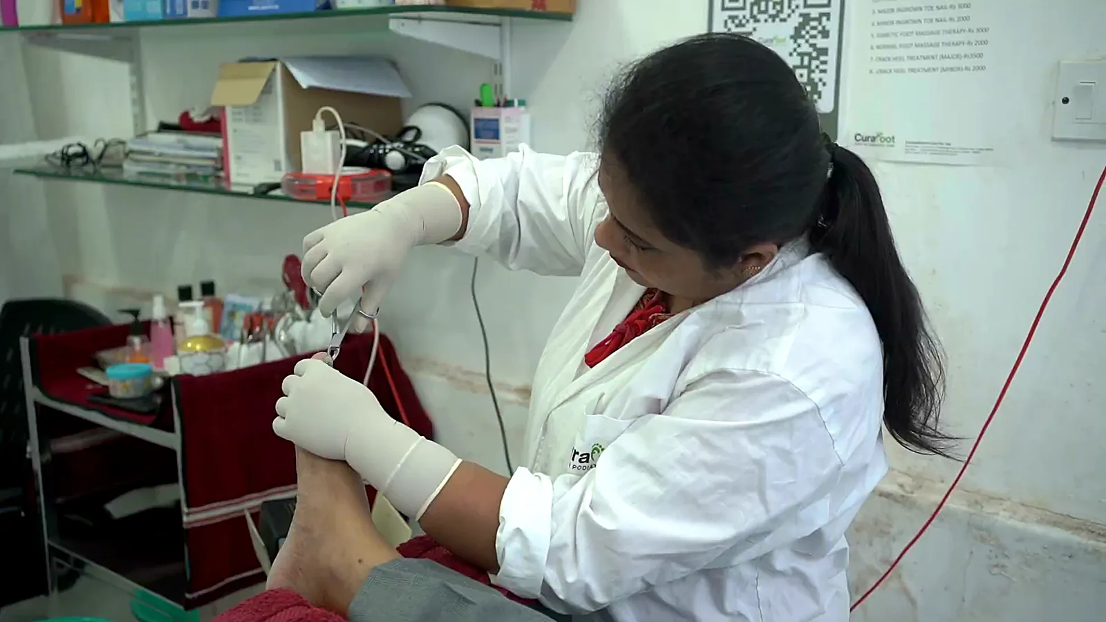 CuraFoot podiatrist at work in the treatment room